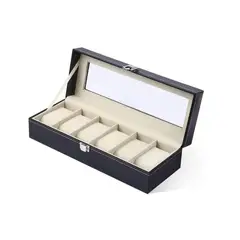 GENERICO - Organizador Estuche Caja 6 Relojes Exhibidor Elegante Joyas Black