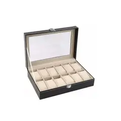 GENERICO - Organizador Estuche Caja 12 Relojes Exhibidor Elegante Joyas Black