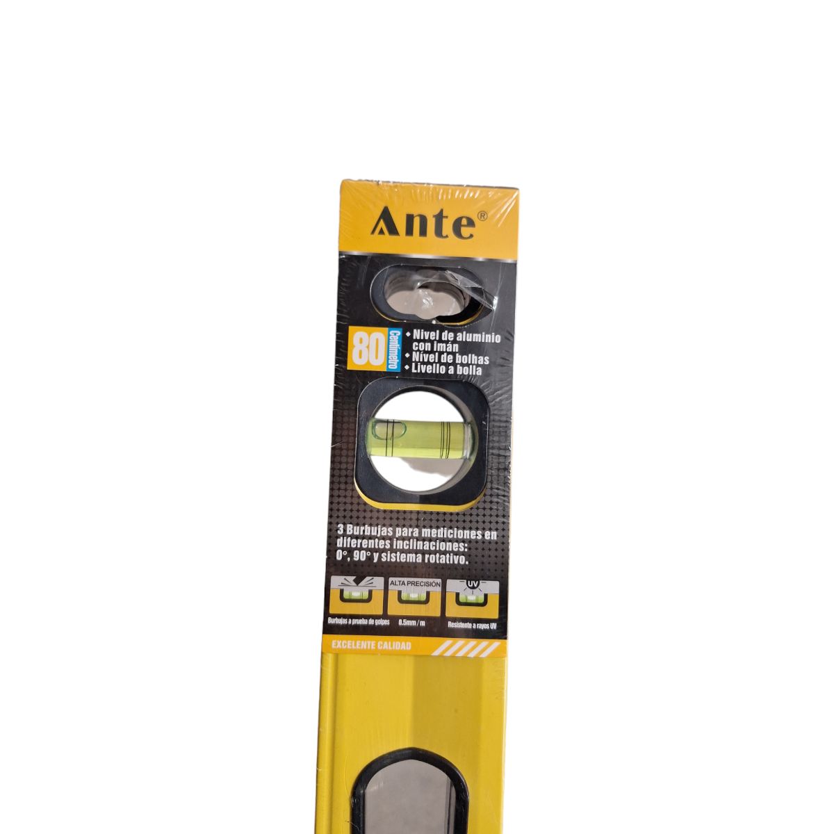 ANTE - Nivel De Mano Con 3 Burbujas Con Iman Aluminio 80cm Ante