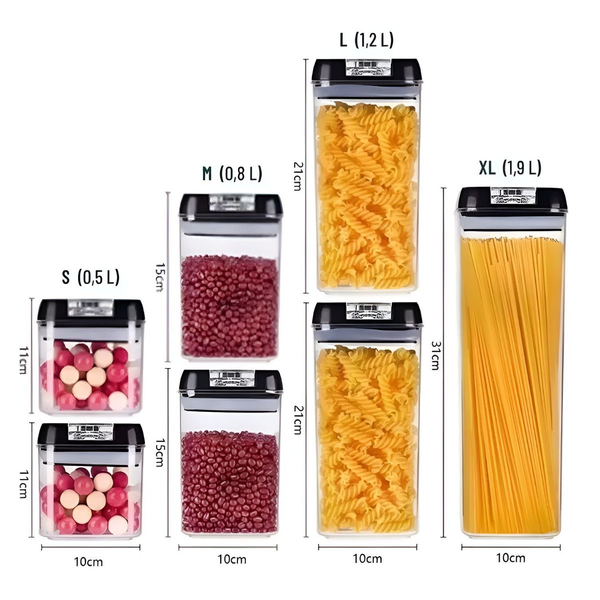 GENERICO - 7 Contenedores Alimentos Acrilicos Elegantes Cocina Despensa