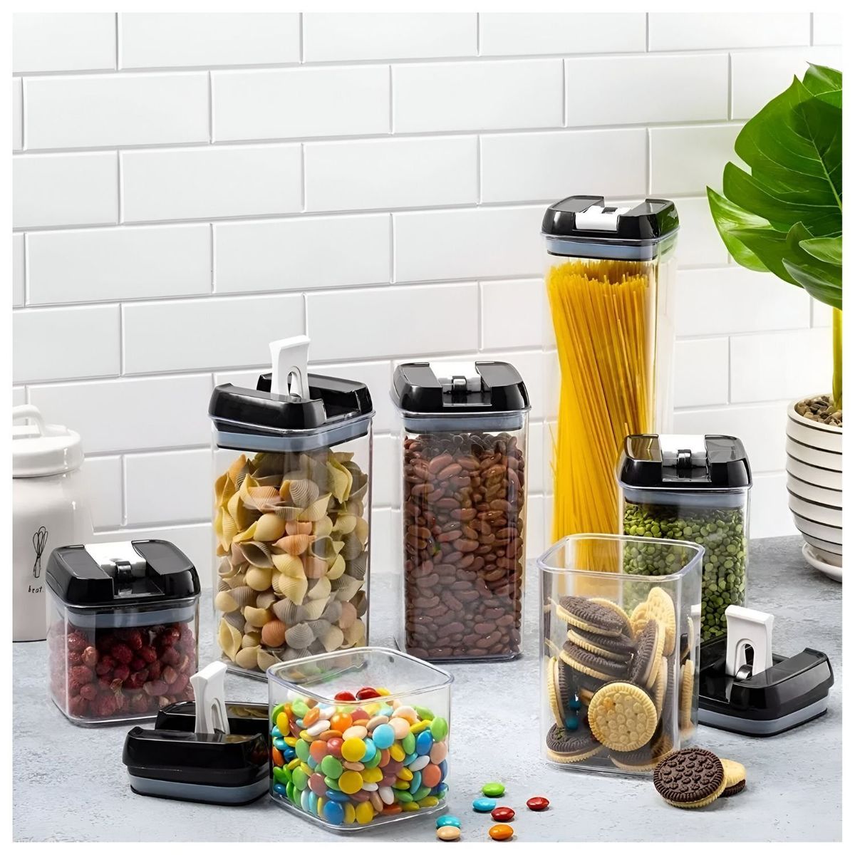 GENERICO - 7 Contenedores Alimentos Acrilicos Elegantes Cocina Despensa