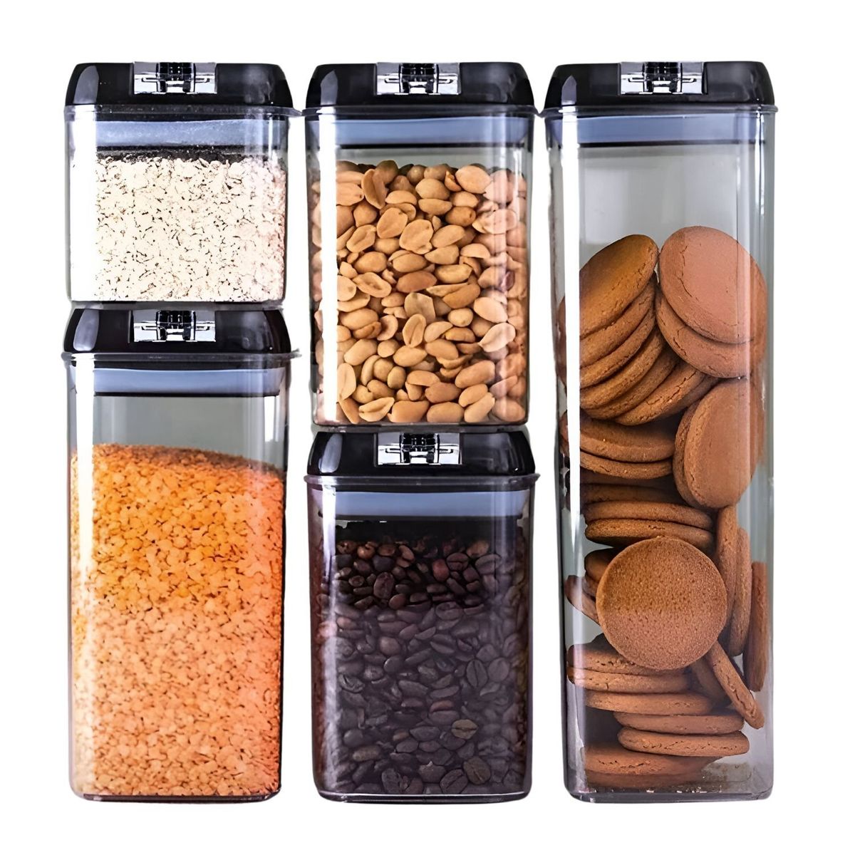 GENERICO - 7 Contenedores Alimentos Acrilicos Elegantes Cocina Despensa