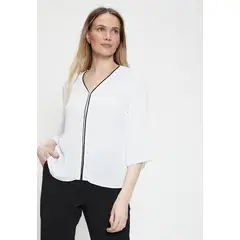 MA GRIFFE - Blusa Manga Larga Crudo Mujer Magriffe
