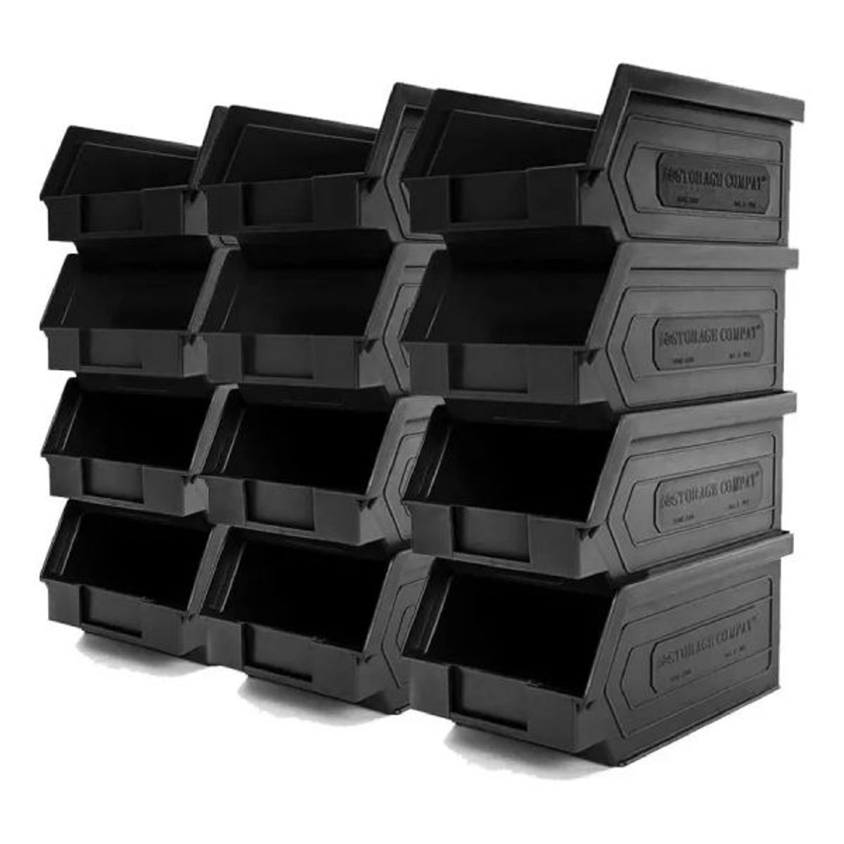 GENERICO - Caja Apilable Organizadora 350 x 200 x 200 mm Negra 3PL