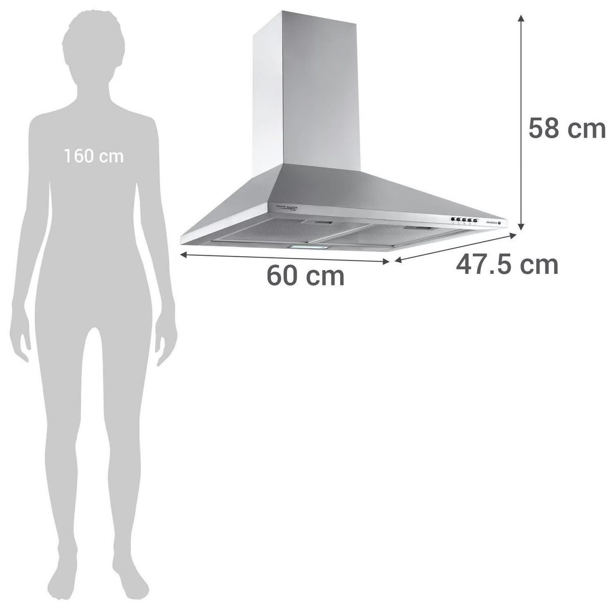 SINDELEN - Campana Piramidal 60cm Ca-630pp Inox Sindelen Gris