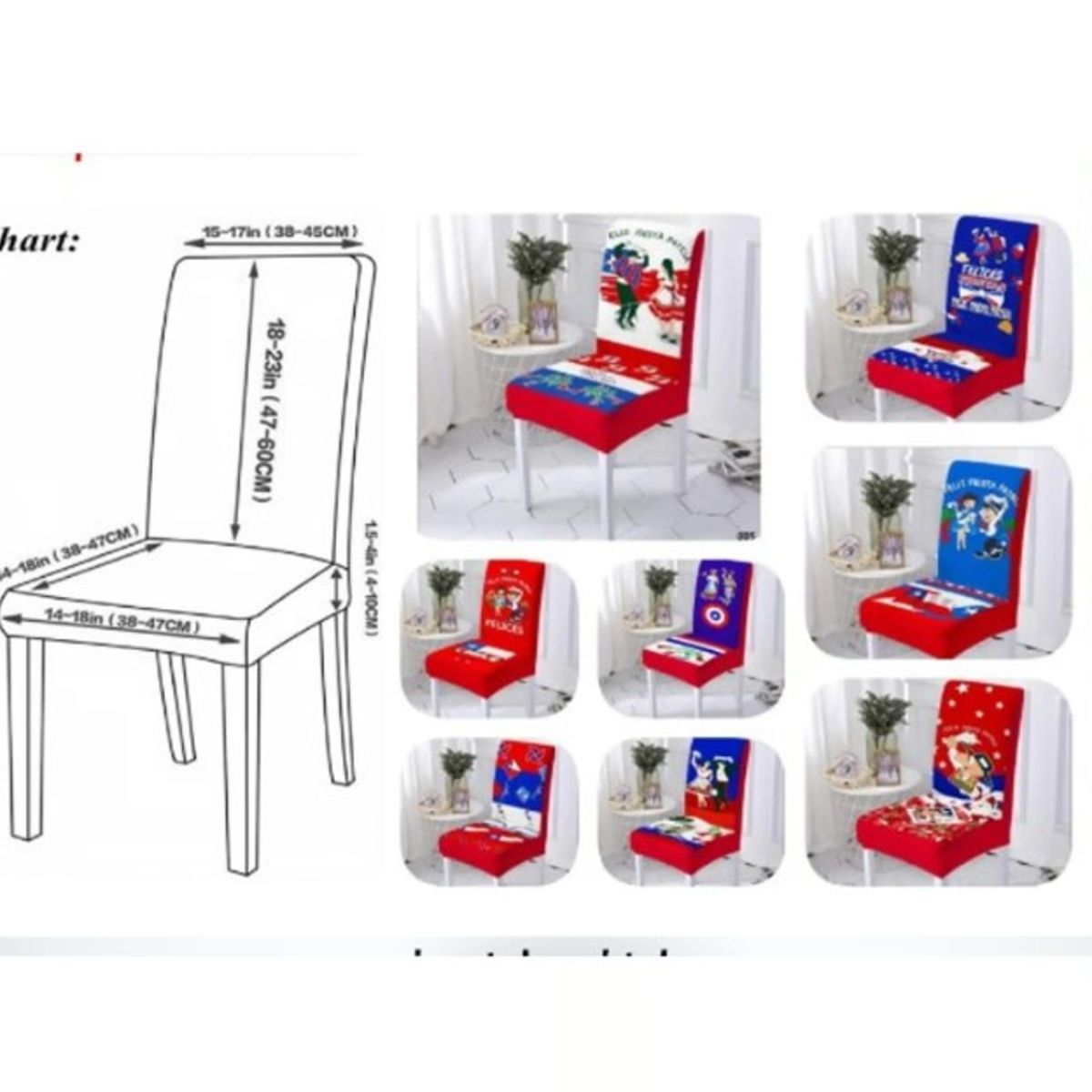 GENERICO - Pack 6 Funda De Sillas De Fiestas Patrias Elástica