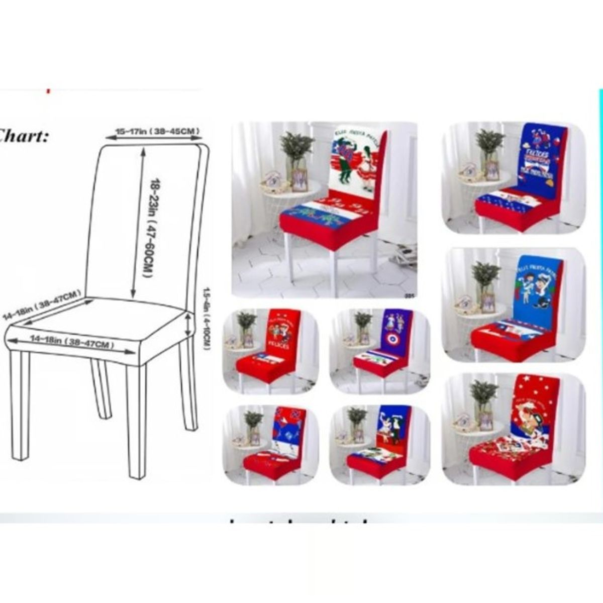 GENERICO - Pack 6 Funda De Sillas De Fiestas Patrias Elástica