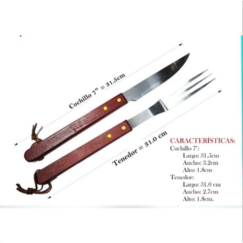 GENERICO - Set Parrillero 2pcs Cuchillo Y Tenedor Asados Parrilla