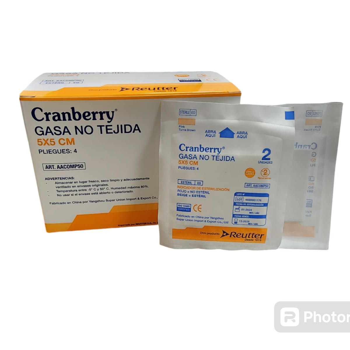 CRANBERRY - Gasa No Tejida Estéril Cranberry 5x5cm 50 Sobres X 2 Un