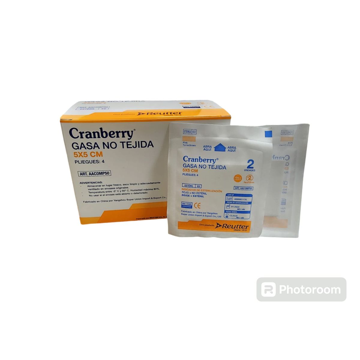 CRANBERRY - Gasa No Tejida Estéril Cranberry 5x5cm 50 Sobres X 2 Un