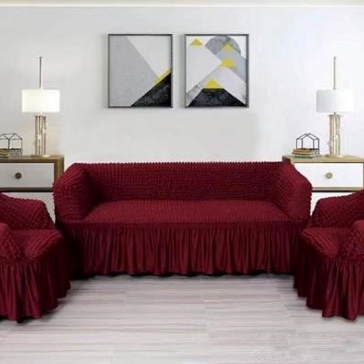 GENERICO - FUNDA TURCA AJUSTABLE COLOR BURDEO PARA JUEGO DE MUEBLE TRADICIONAL