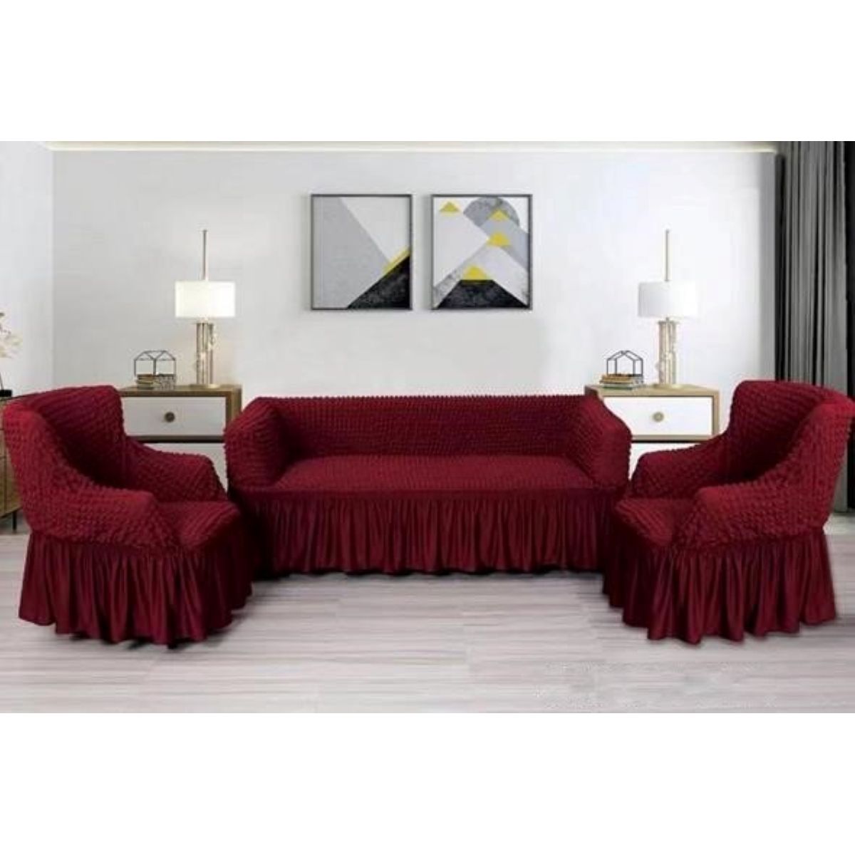 GENERICO - FUNDA TURCA AJUSTABLE COLOR BURDEO PARA JUEGO DE MUEBLE TRADICIONAL