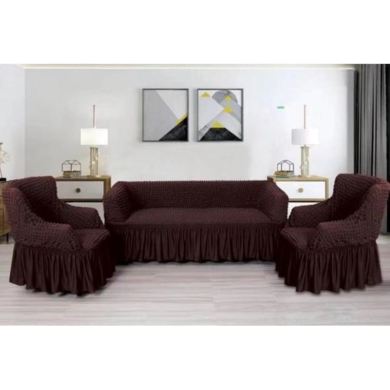 GENERICO - FUNDA TURCA AJUSTABLE COLOR CAFE PARA JUEGO DE MUEBLE TRADICIONAL