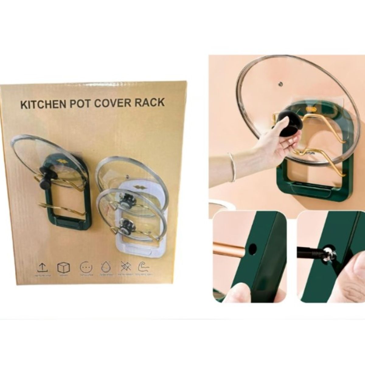 GENERICO - Rack Organizador De Ollas Para Pared Negro