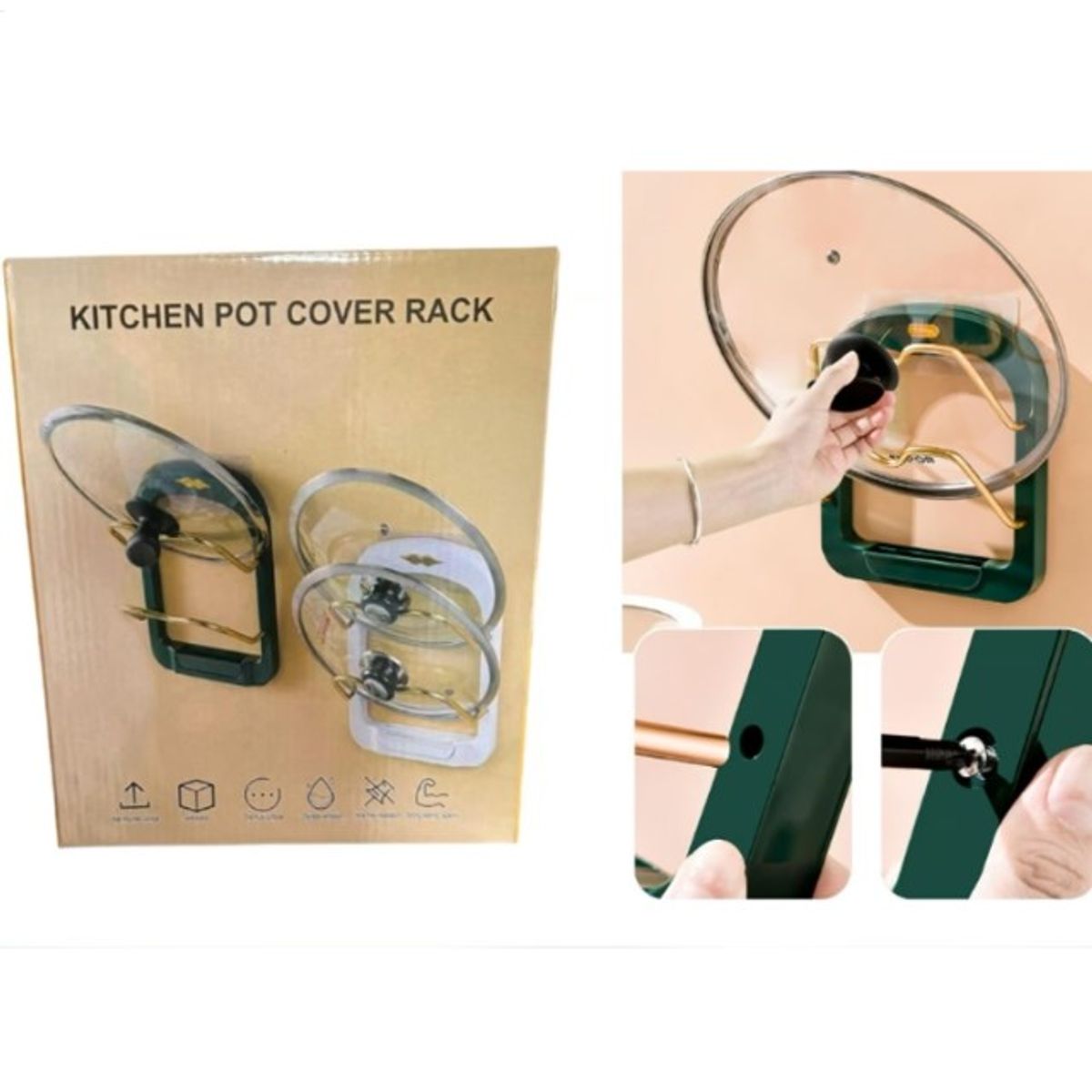 GENERICO - Rack Organizador De Ollas Para Pared Negro