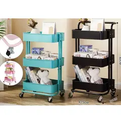 GENERICO - Carrito Organizador Con Ruedas De Cocina 3 Niveles Rosado