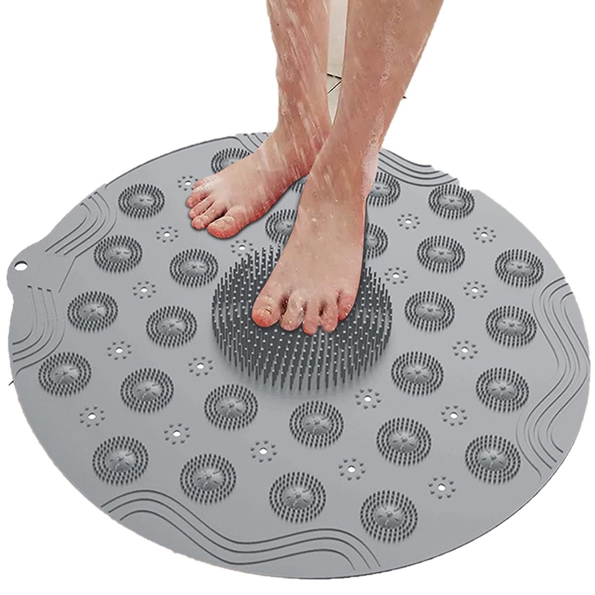 WAKESHOME - Alfombra De Baño Antideslizante Con Cepillo exfoliante Para Pies