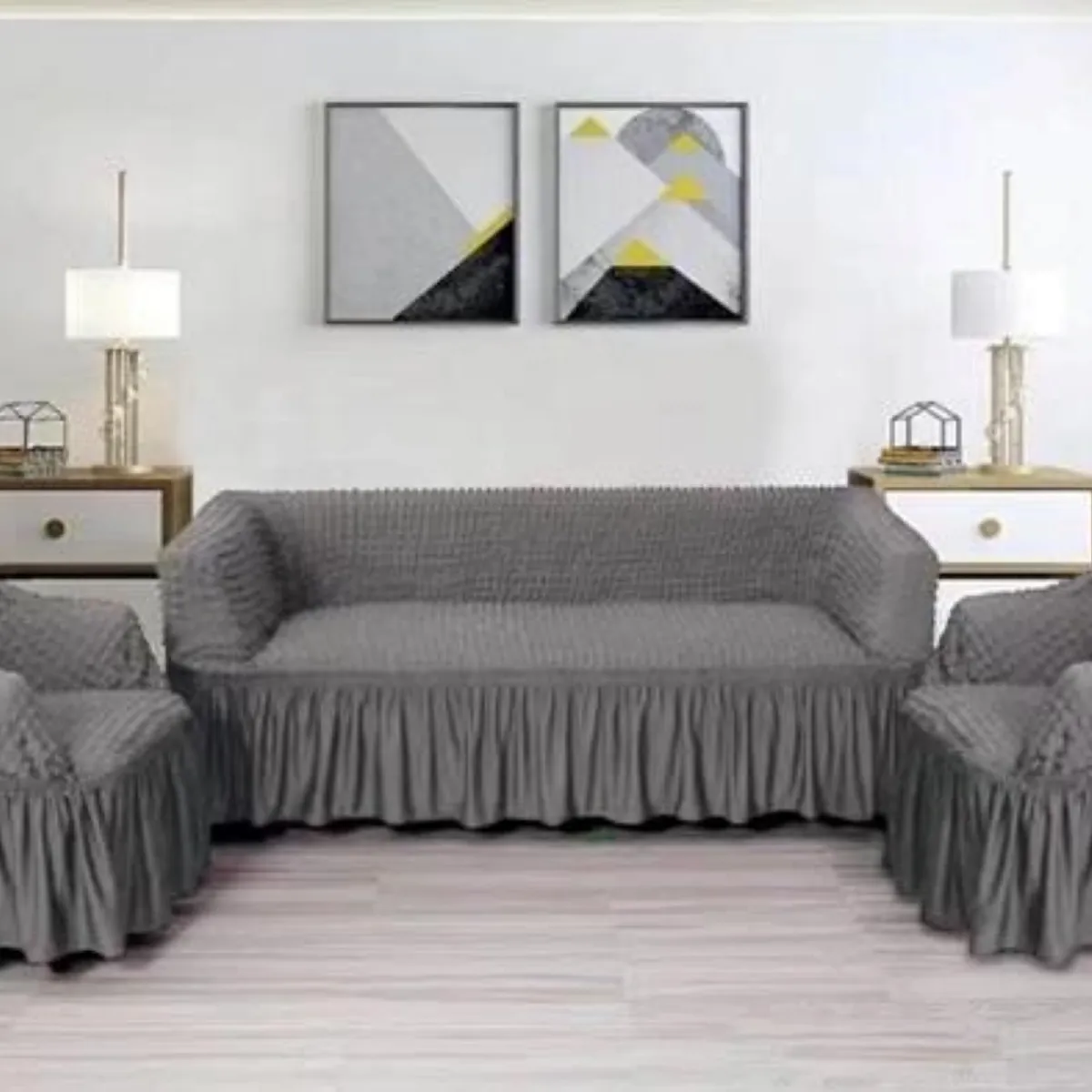 GENERICO - FUNDA TURCA AJUSTABLE COLOR GRIS CLARO PARA JUEGO MUEBLE TRADICIONAL