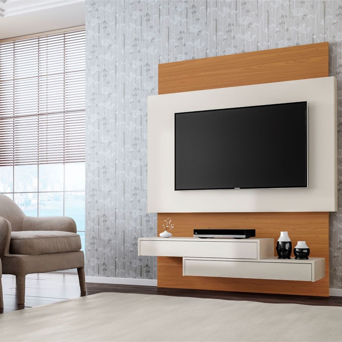 ROCA - PANEL DUQUE 2 CAJONES BLANCO-CANELA