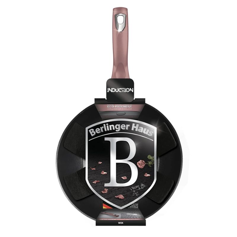 BERLINGER HAUS - Sartén wok Ø28 cm 3,2 Litros, color rosa. Aluminio forjado .