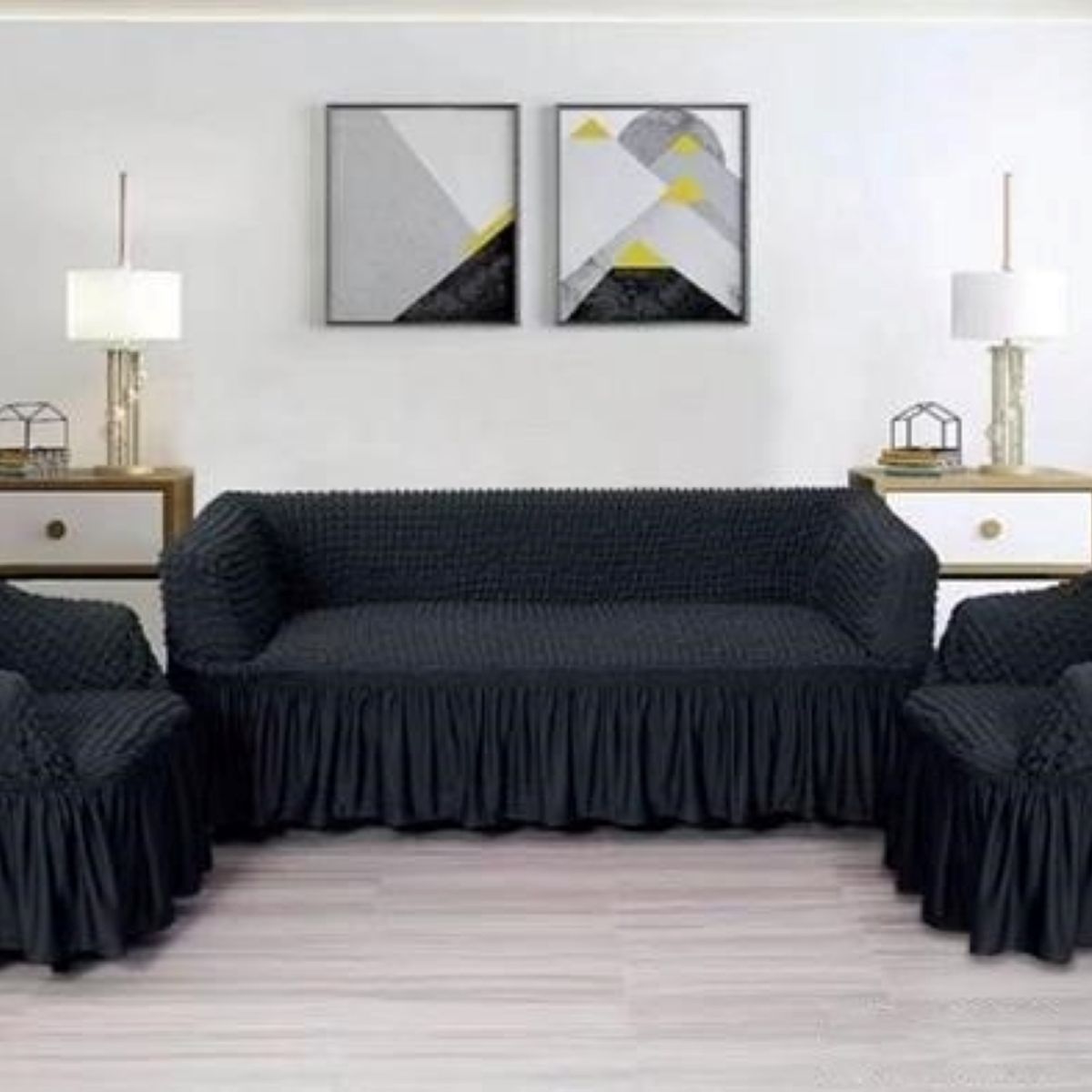 GENERICO - FUNDA TURCA AJUSTABLE COLOR GRIS OSCURO PARA JUEGO MUEBLE TRADICIONAL