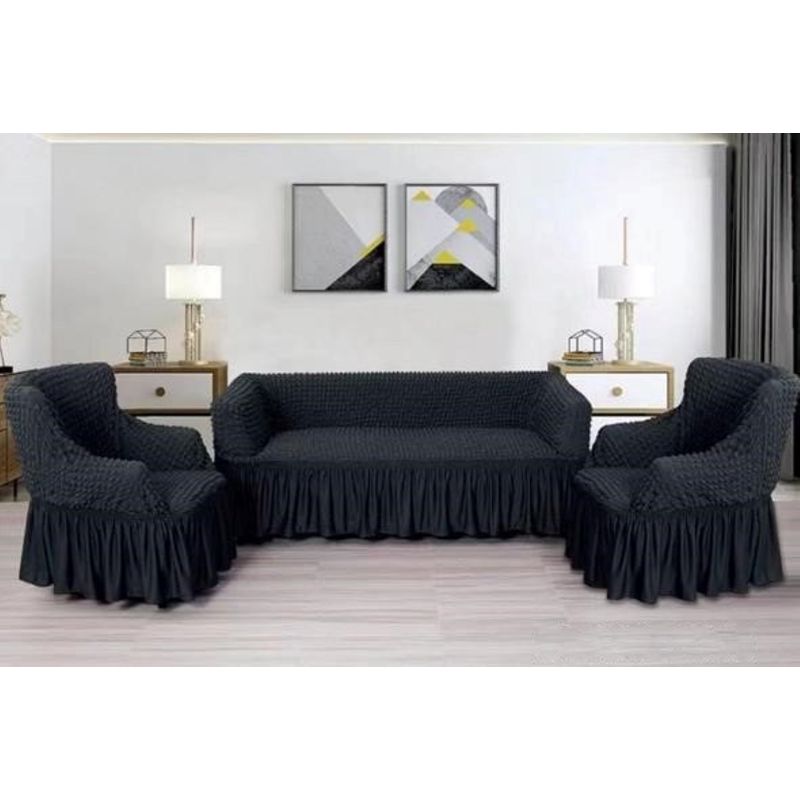 GENERICO - FUNDA TURCA AJUSTABLE COLOR GRIS OSCURO PARA JUEGO MUEBLE TRADICIONAL