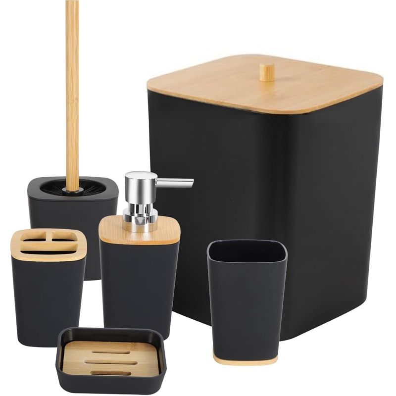 WAKESHOME - Juego de Accesorios Set De Baño 6 Piezas Inoxidable Cepillo Wc