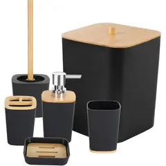 WAKESHOME - Juego de Accesorios Set De Baño 6 Piezas Inoxidable Cepillo Wc