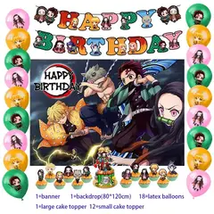 GENERICO - Set Decoración Globos + telón demon slayer