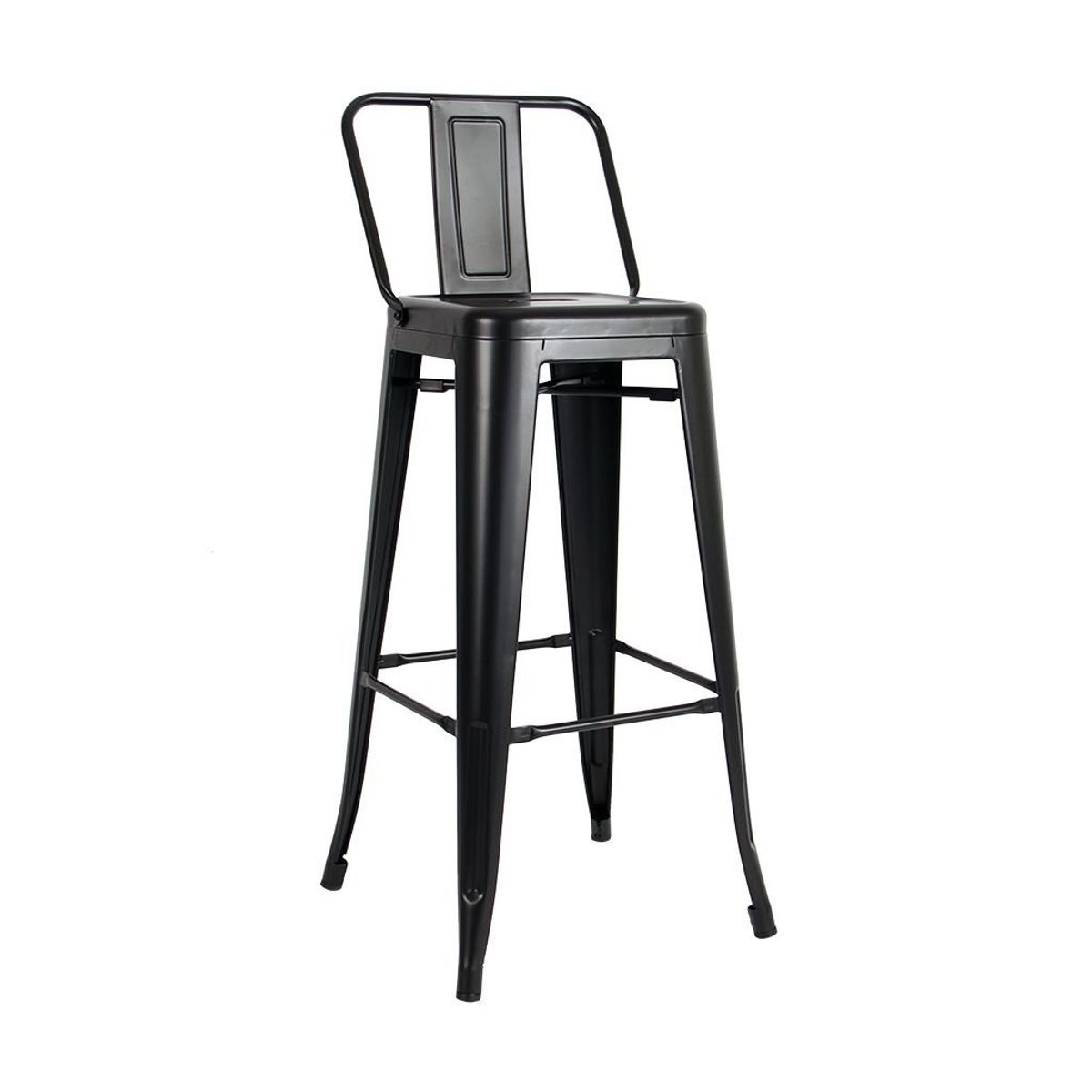 GENERICO - 4 xTaburetes Pisos Metal Tolix para con respaldo LF5-03HB  - negro.