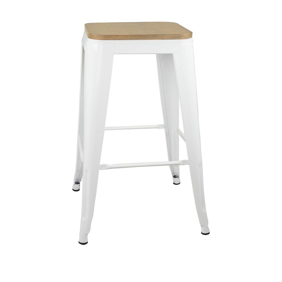 GENERICO - Pack 4 Taburetes Pisos Metal Tolix asiento madera Bar LF5-03W 66cm