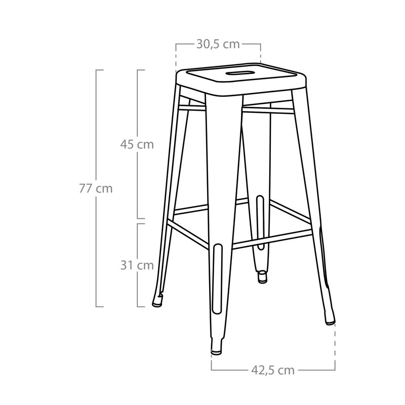 GENERICO - Pack 4 Taburetes Pisos Metal Tolix asiento madera Comedor Bar - verde