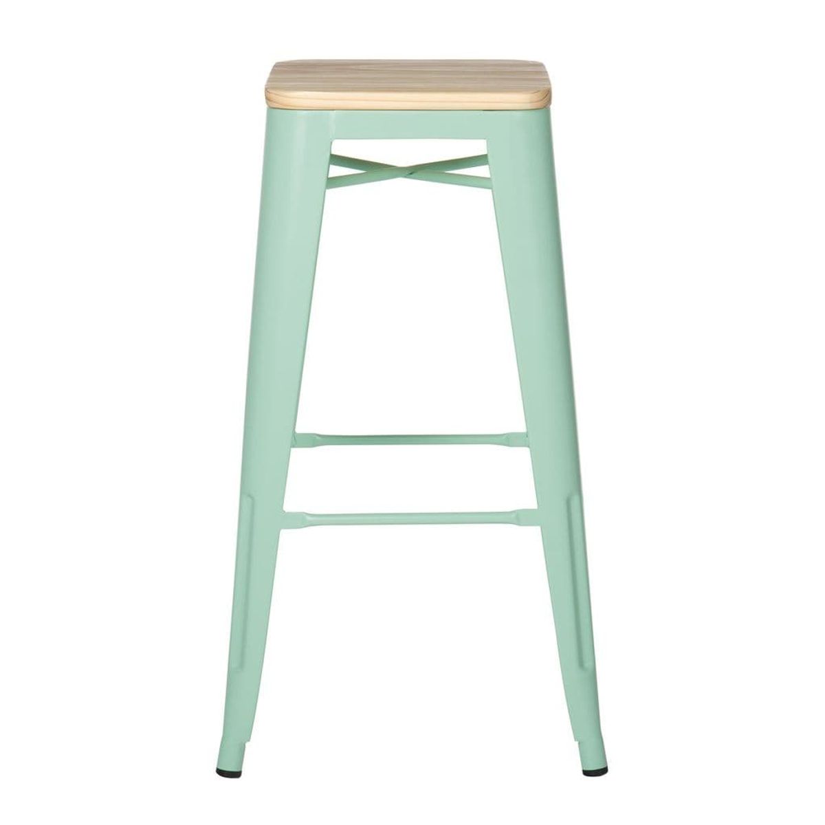 GENERICO - Pack 4 Taburetes Pisos Metal Tolix asiento madera Comedor Bar - verde.