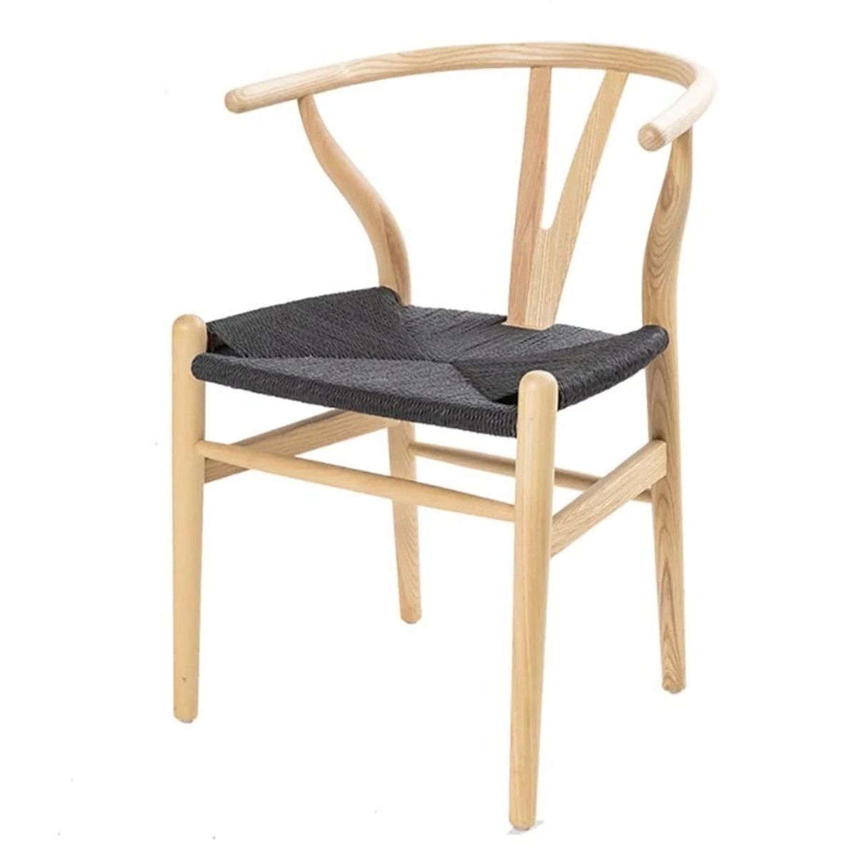 GENERICO - Pack 2 sillas de Madera Wishbone Asiento de cuerda - natural/negro