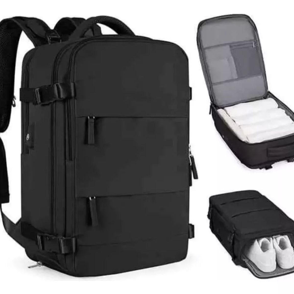 GENERICO - Mochila Bolso Viaje Organizador Abajo Avion 40l Capacidad Negro