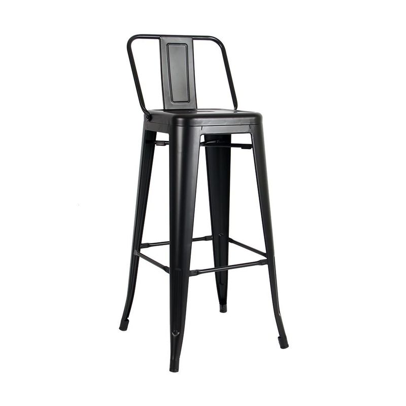 GENERICO - Taburete Piso Metal Tolix para con respaldo LF5-03HB  - negro