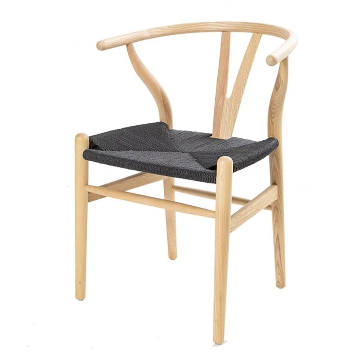 GENERICO - Silla De Madera Wishbone Asiento de cuerda LF9-01 Natural Negro