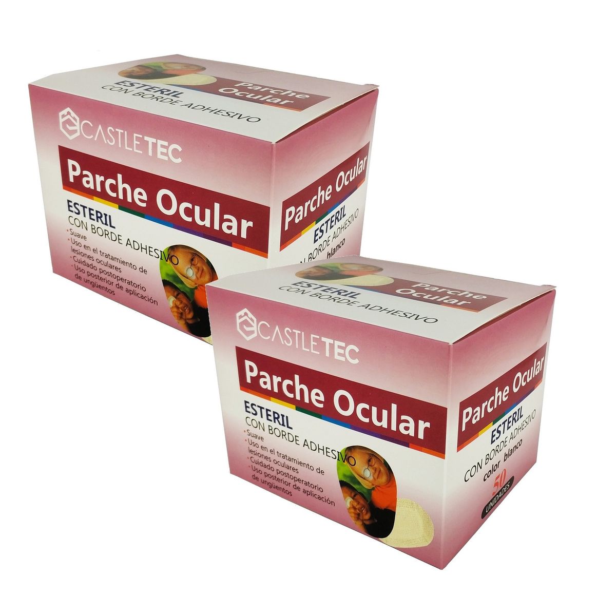 CASTLETEC - Parche ocular pack 100 unidades, parche para ojos color blanco