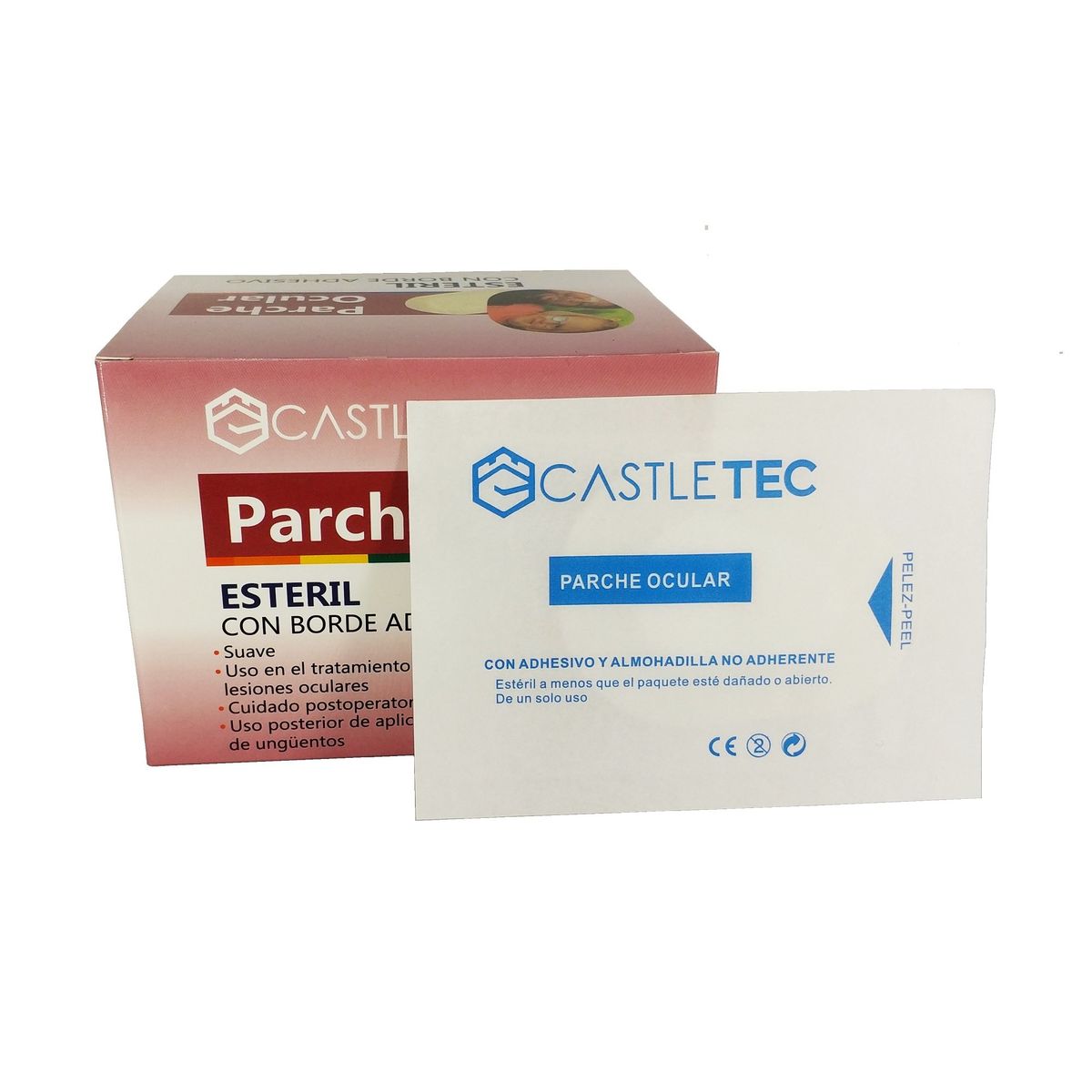 CASTLETEC - Parche ocular pack 100 unidades, parche para ojos color blanco