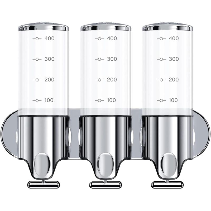 WAKESHOME - Dispensador Triple De Jabon Liquido Shampoo Acondicionador locion