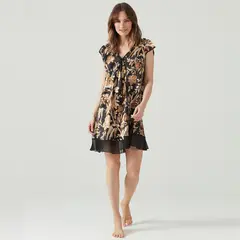 BARBIZON - Camisola de Dormir Sesgo Negro Flor