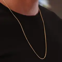 GENERICO - Cadena Cubana Delgada 60cm Oro Laminado 18k