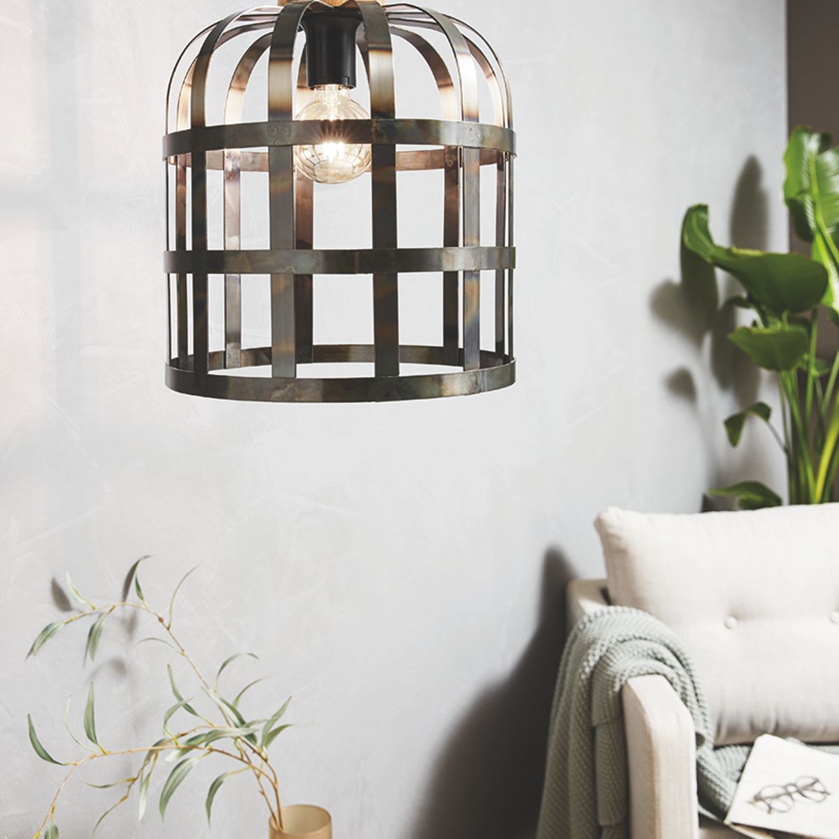 EGLO - Lámpara Colgante Oldcastle Acero DM31mm5 E27 60W IP20