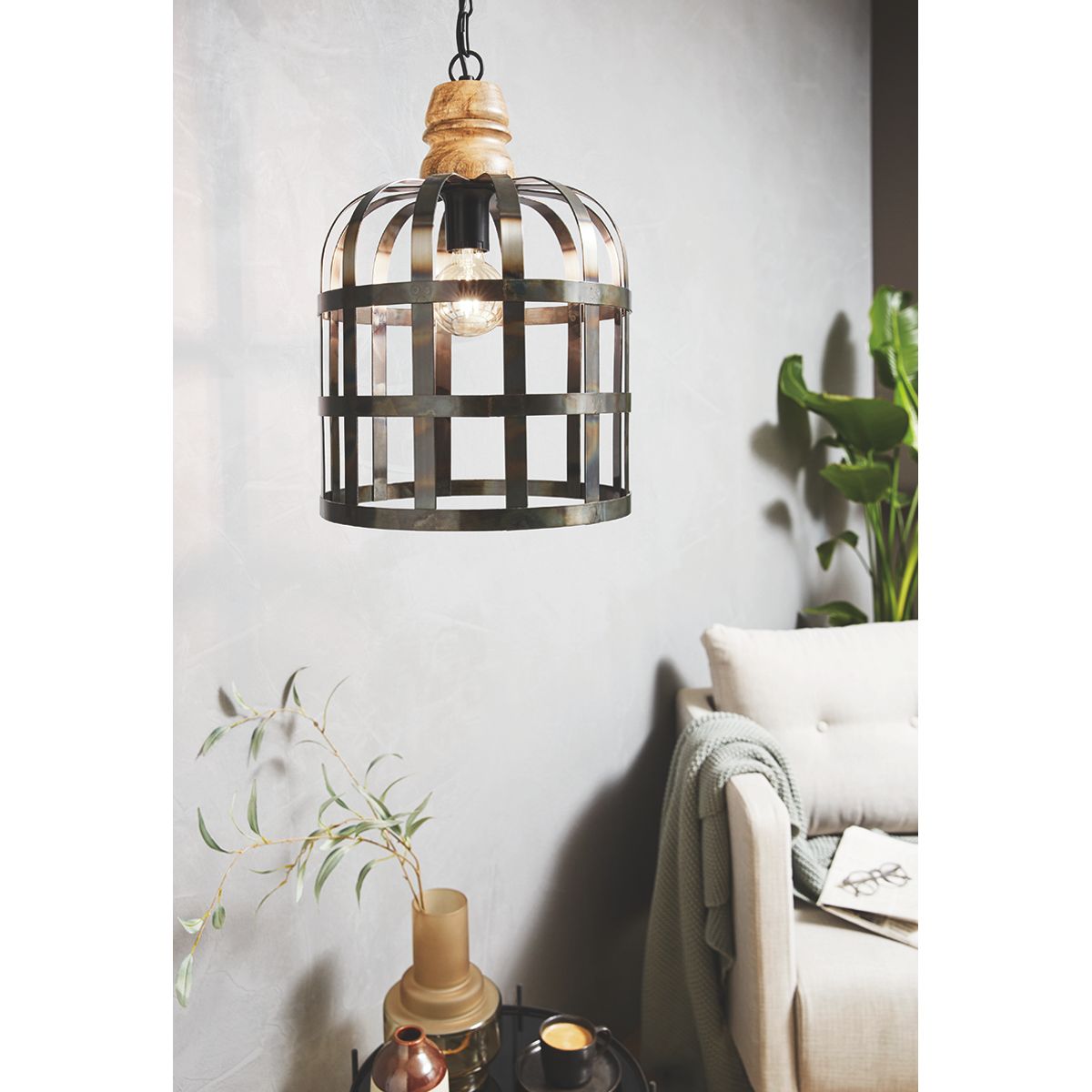 EGLO - Lámpara Colgante Oldcastle Acero DM31mm5 E27 60W IP20