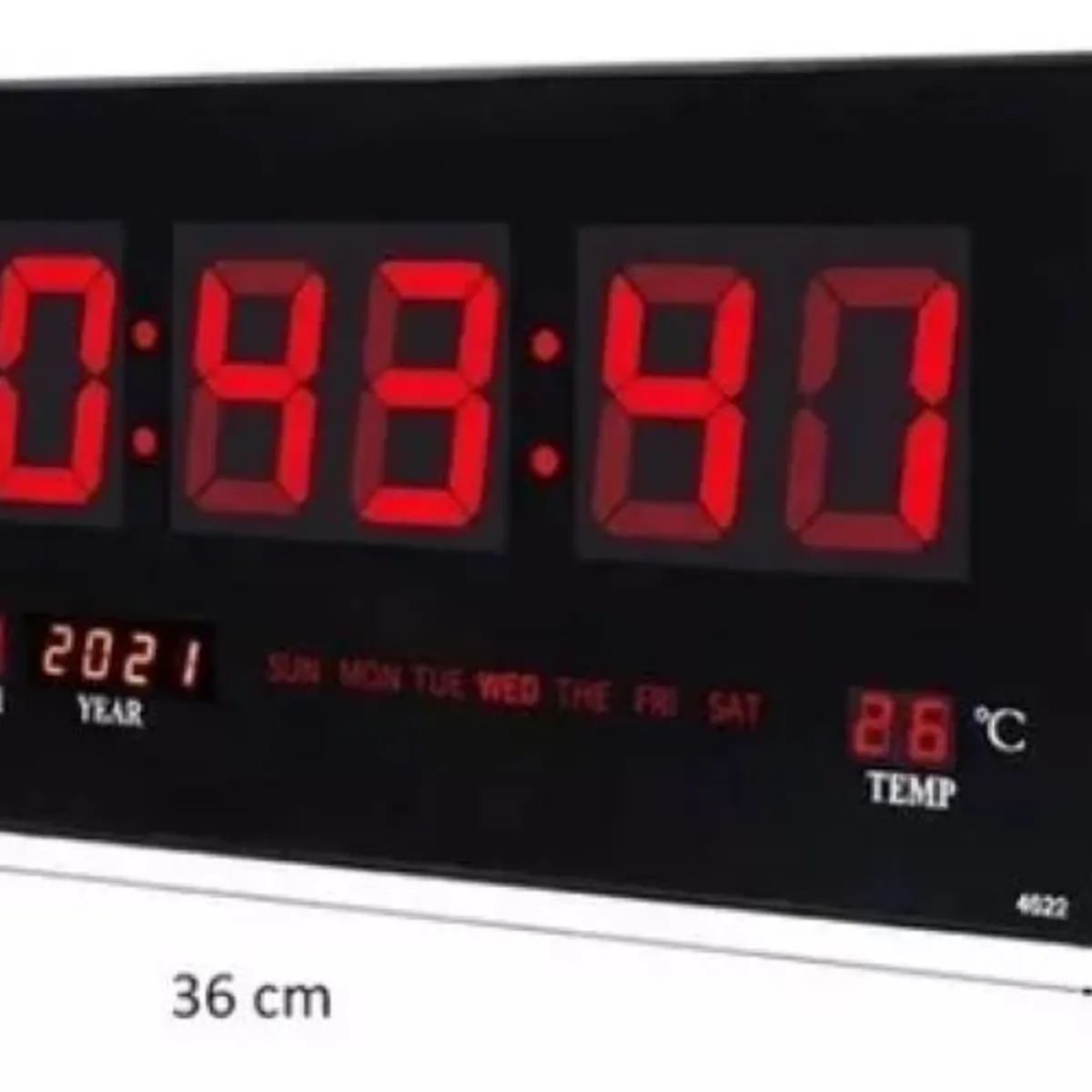 GENERICO - Reloj Digital Pared Luz Led Hora Fecha Temperatura 26x15cm