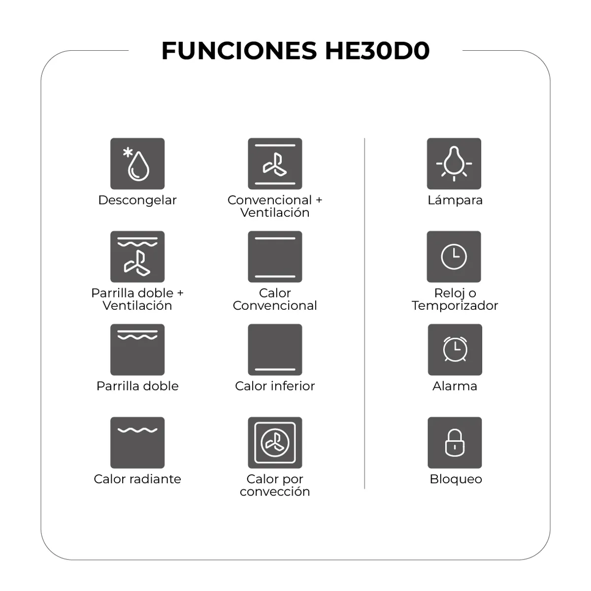 MAIGAS - Horno Empotrable Eléctrico 60 Litros 8 Funciones Turbo Air HE20M1