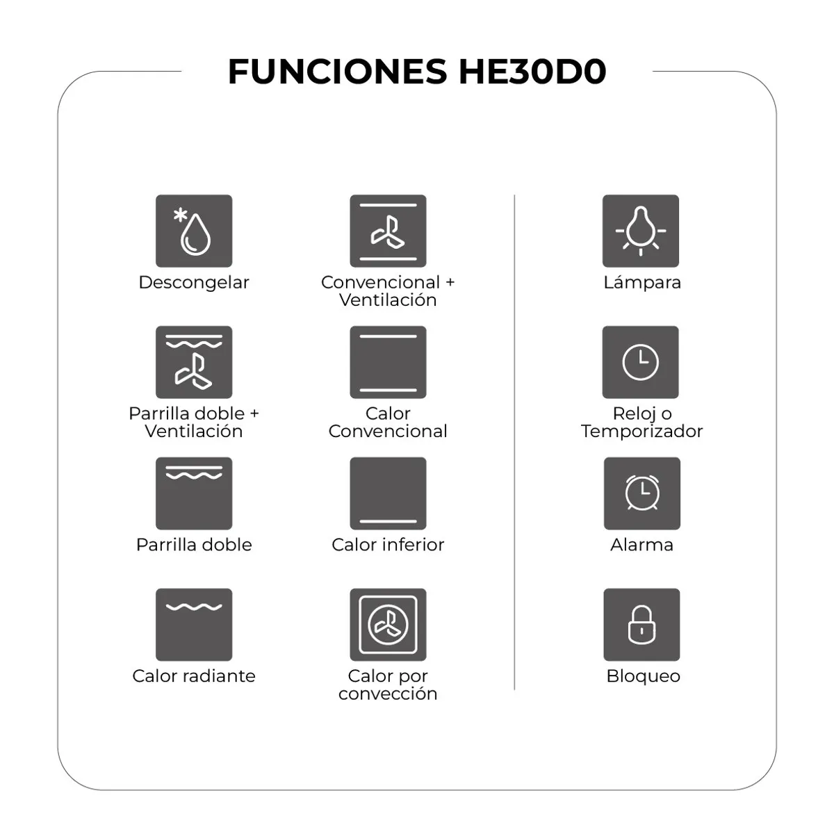 MAIGAS - Horno Empotrable Eléctrico 60 Litros 8 Funciones Turbo Air HE20M1