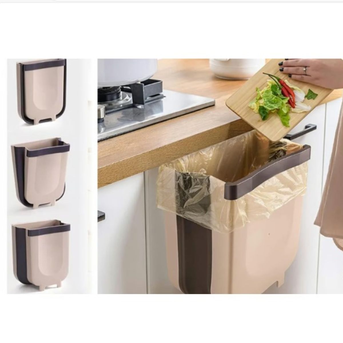 GENERICO - Basurero Plegable Para Cocina Marrón