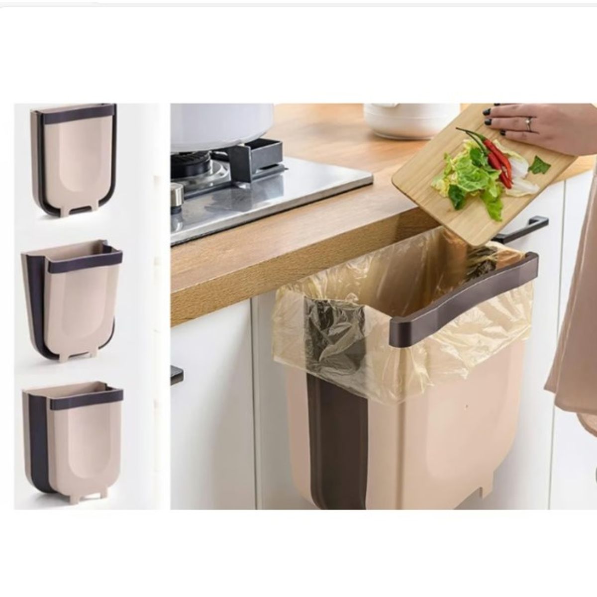 GENERICO - Basurero Plegable Para Cocina Marrón