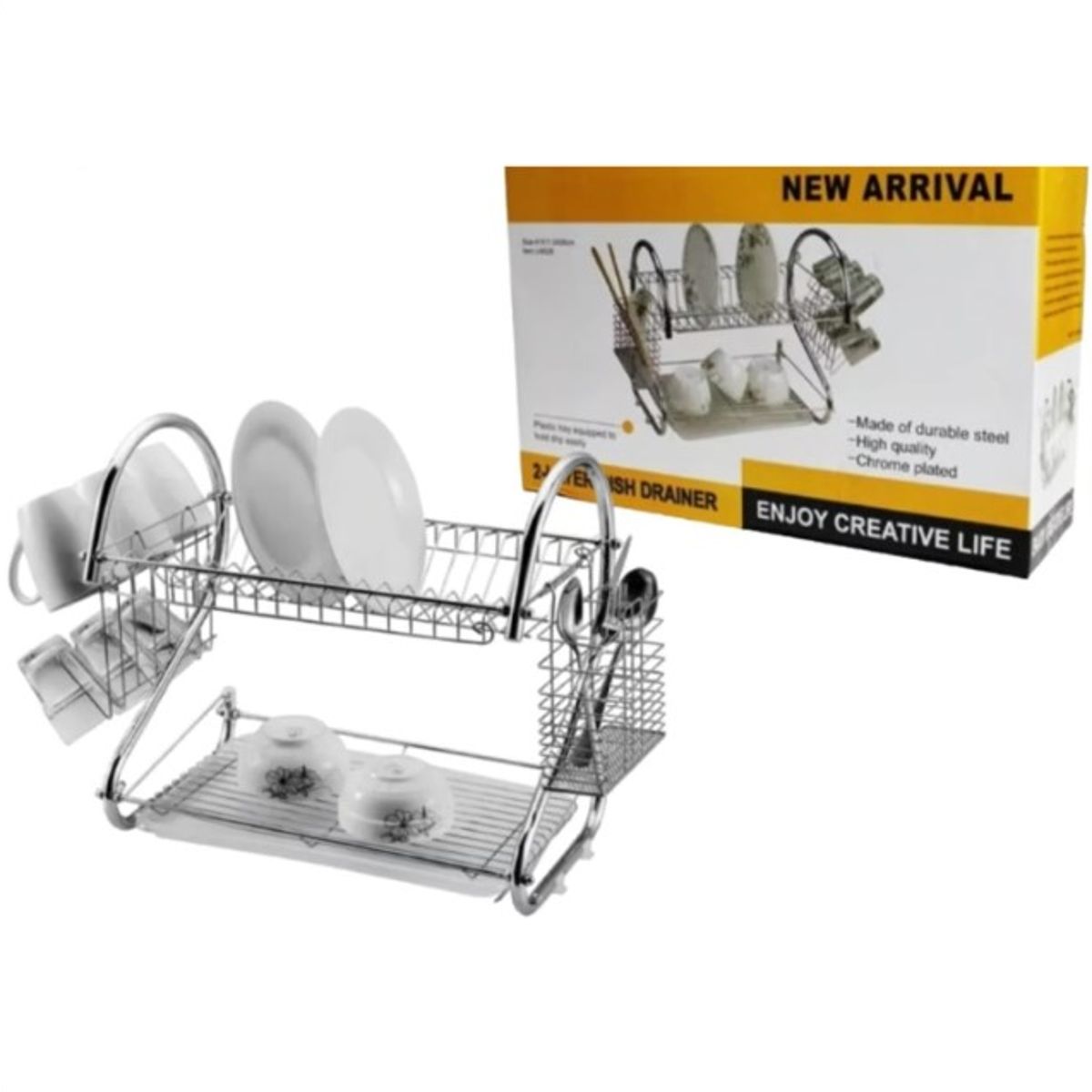 GENERICO - Escurridor de platos 2 niveles Acero Inoxidable